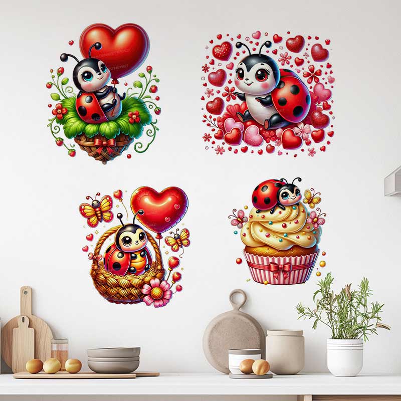 Baby Nursery Mural Wallpaper - Niedlicher Marienkäfer-Wandaufkleber für Baby- und Kinderzimmer,