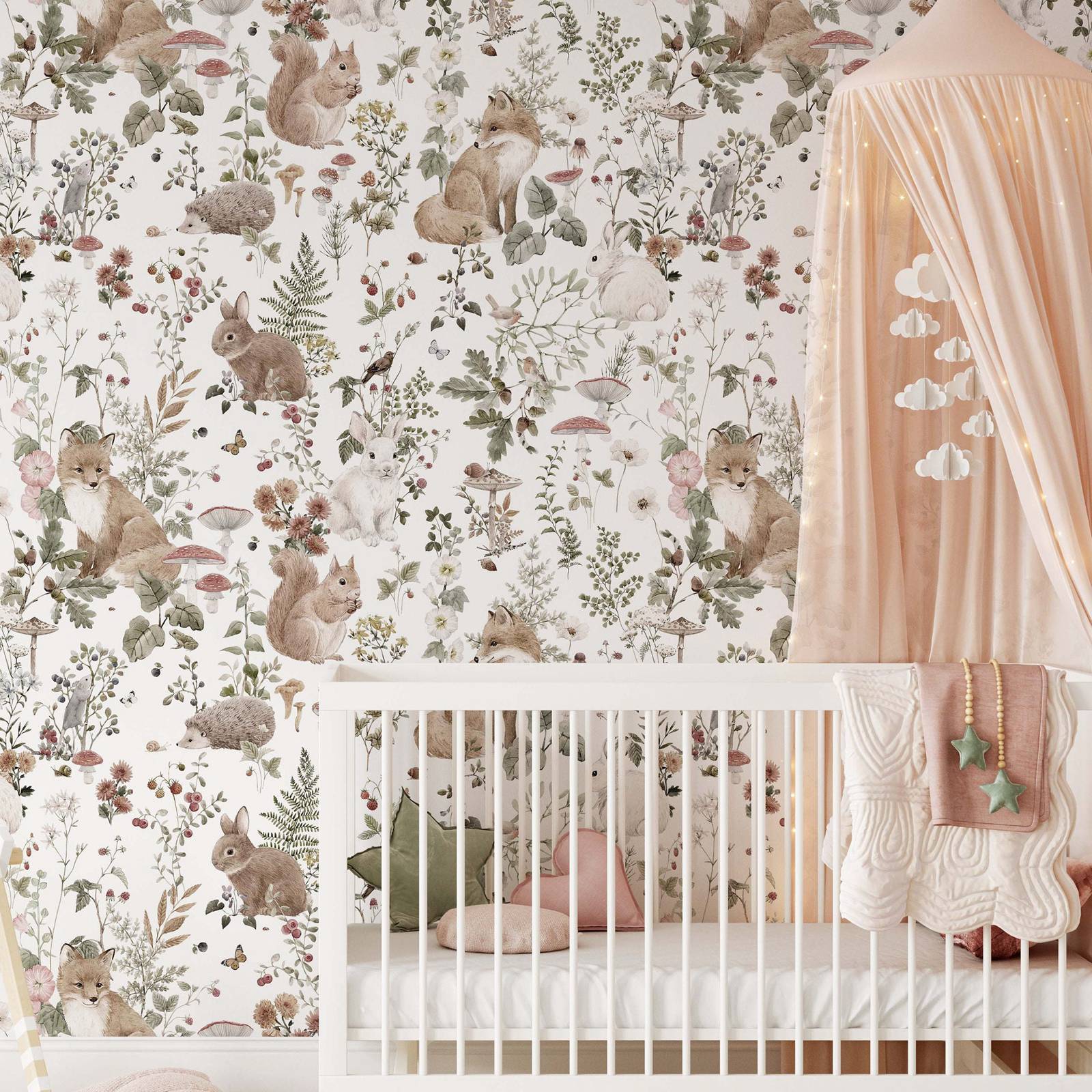 Baby Nursery Mural Wallpaper - Waldbabys MuraL, großformatige Tapete für Jungenzimmer