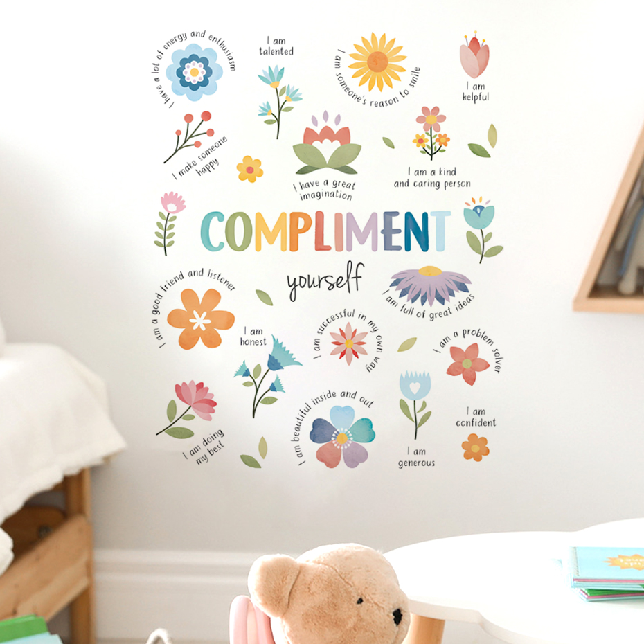 Baby Nursery Furniture - Bunte inspirierende Zitate Aquarell Wandaufkleber Kinder