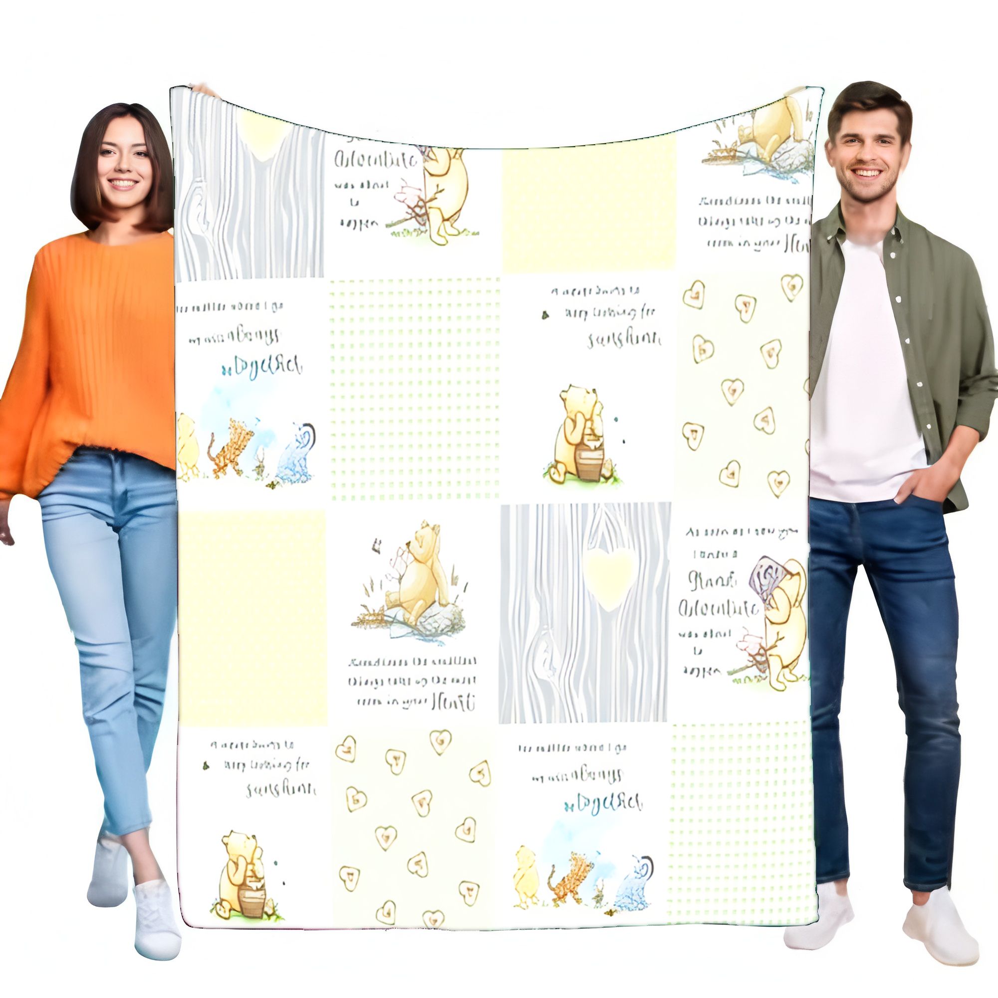 Baby Nursery Winnie The Pooh - Bunte Patchwork-Decke von Winnie the Pooh,