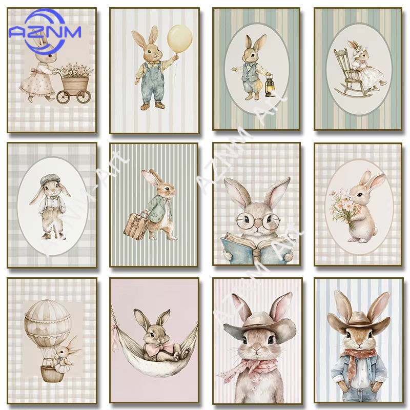Baby Nursery Room - 1 Stück Kaninchen Liest ein Buch