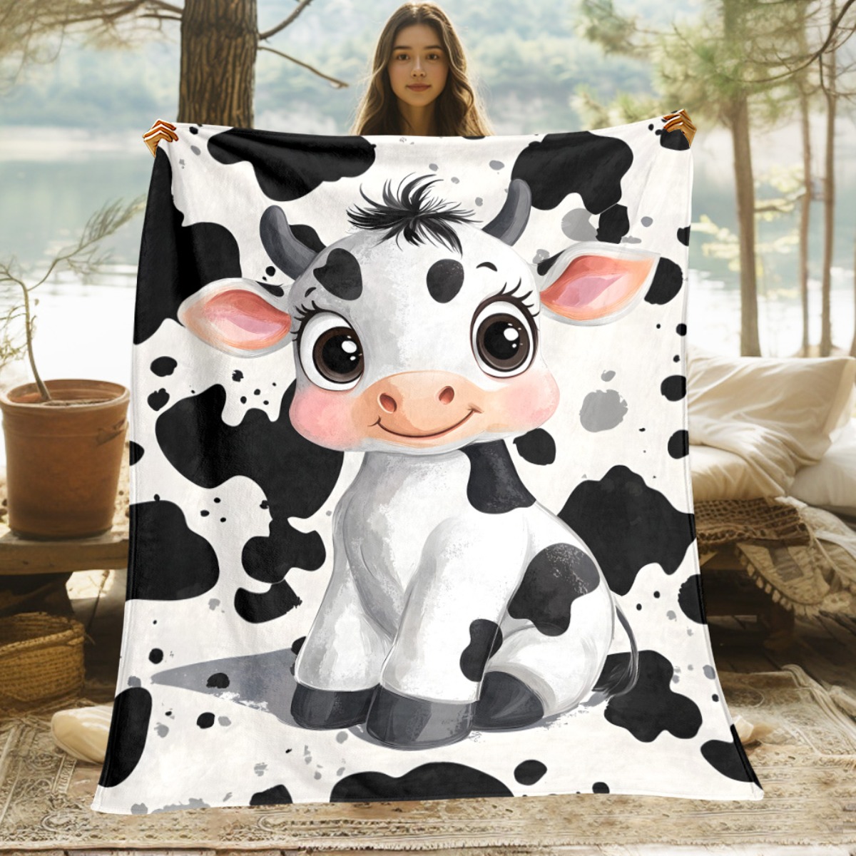 Niedliche Cartoon-Kuh, schwarz – Baby Nursery Animal Theme Bewertung und Preis