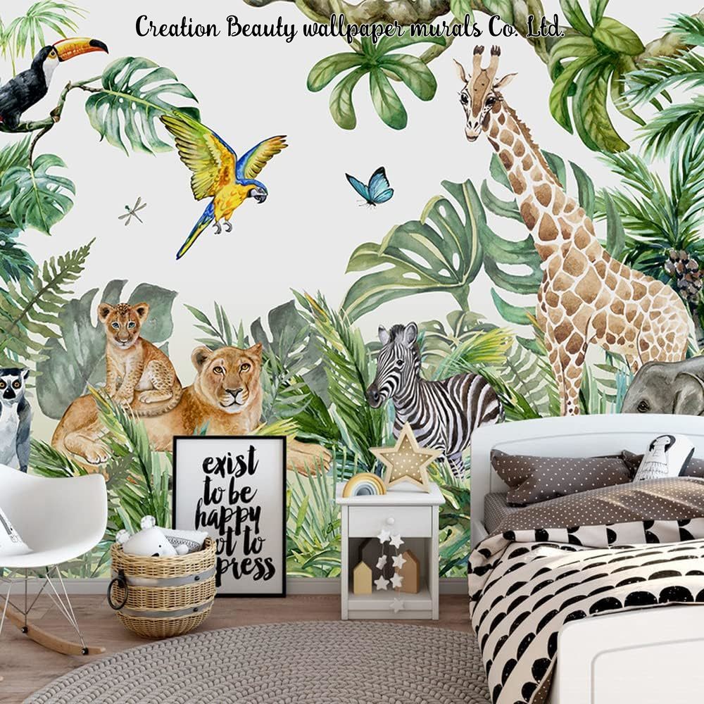 Aquarell-Tiere Dschungel-Tapet – Baby Nursery Mural Wallpaper Bewertung und Preis