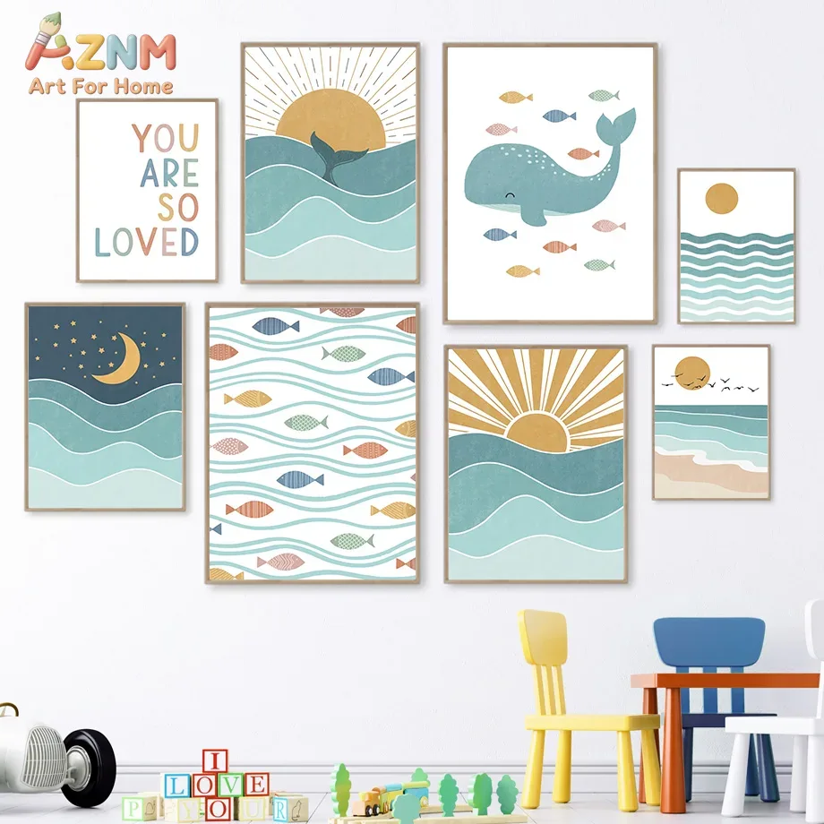 AZNM Boho Ozean Leinwand-Wandk – Baby Nursery Prints Bewertung und Preis