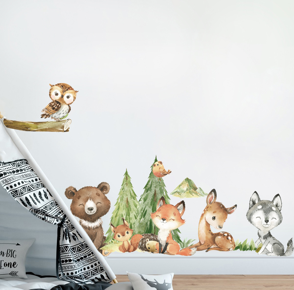 Cartoon Aquarell Wald Tier Wan – Baby Nursery Furniture Bewertung und Preis