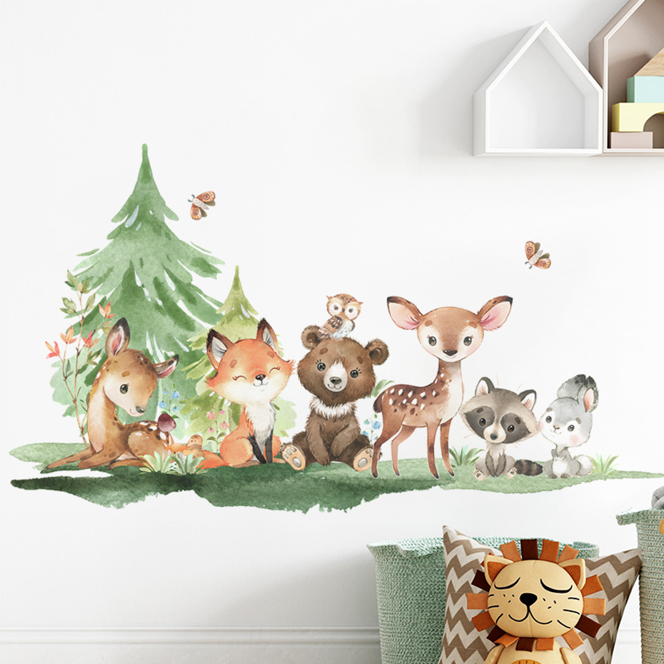 Waldtiere Thema Bär Hirsch Kan – Baby Nursery Animal Theme Bewertung und Preis