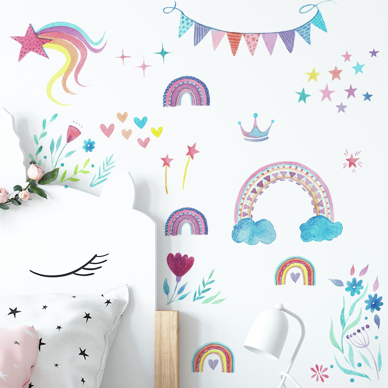 Cartoon-Regenbogen-Sterne Wand – Baby Nursery Mural Wallpaper Bewertung und Preis