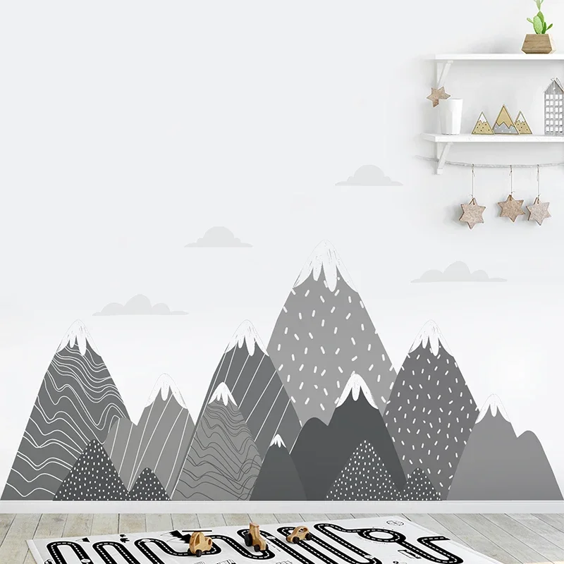 Boho-Tapete mit grauen Bergen, – Baby Nursery Mural Wallpaper Bewertung und Preis