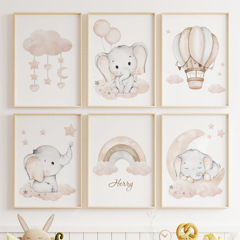 Niedlicher Elefant, heißer Bal – Baby Nursery Prints Bewertung und Preis